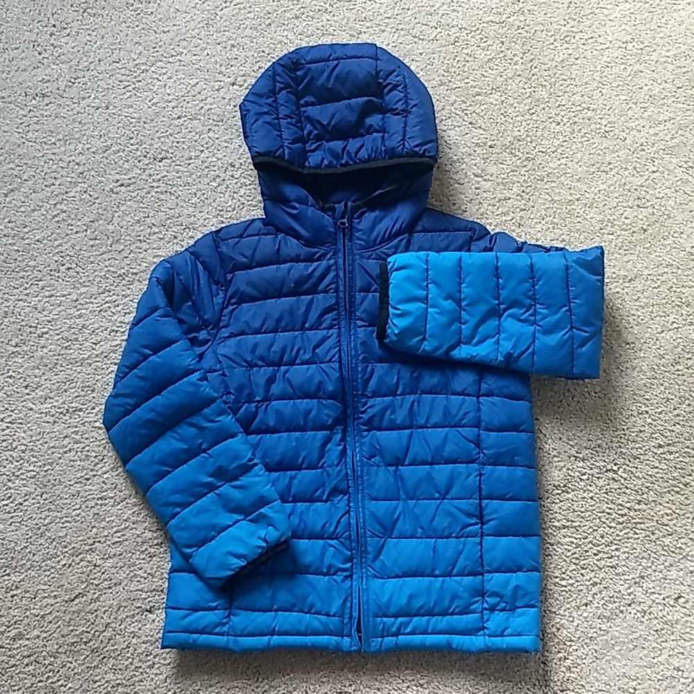 GAP Kids Boys Puffer Packable Lightweight Blue Ombre Jacket M (8-9)